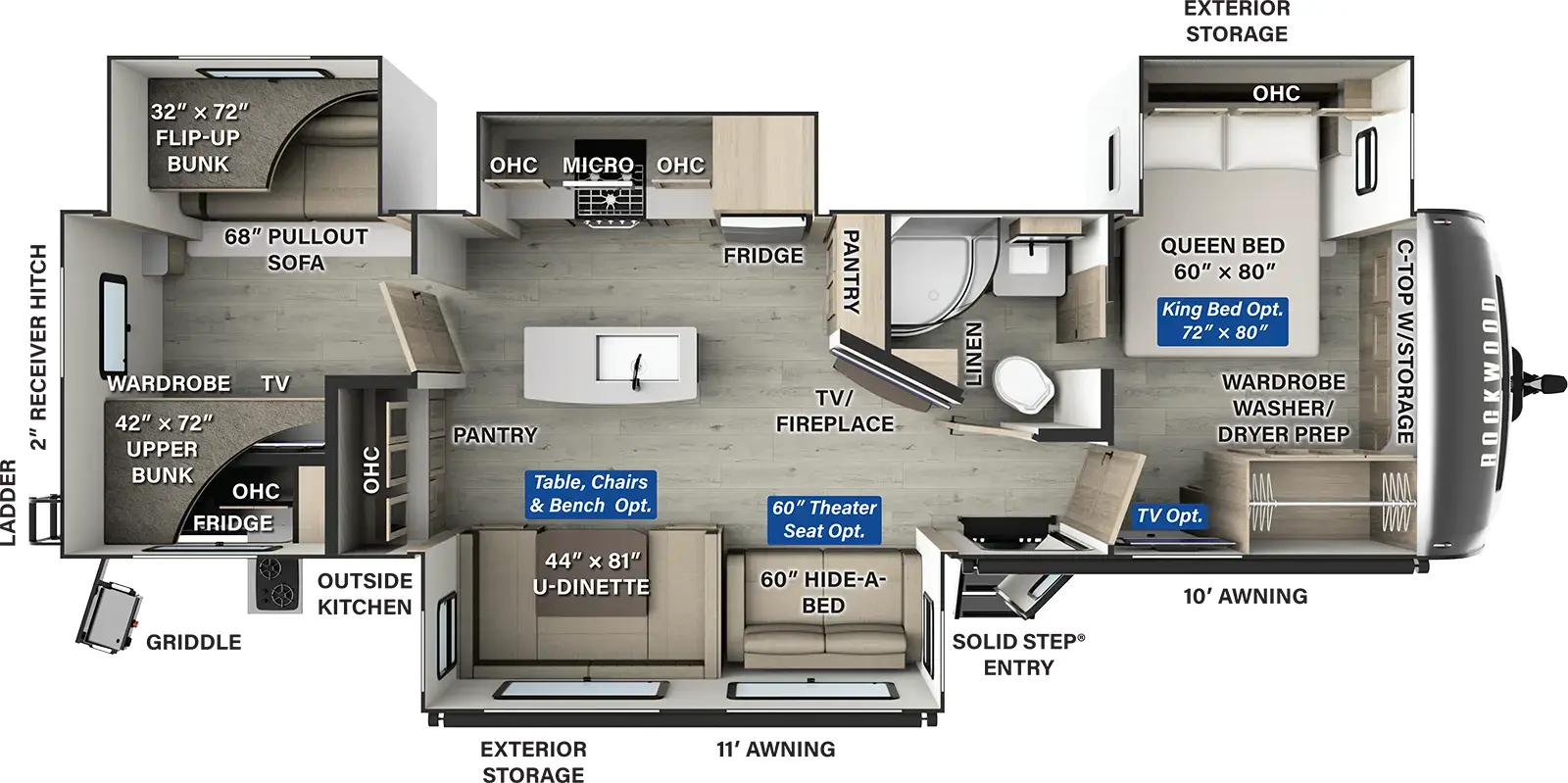 Rockwood Signature Travel Trailers 8336BH Floorplan